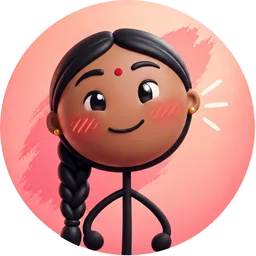 Priya from the fifteen, a long black braid and a red bindi, blushing