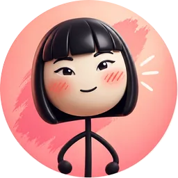 Xiaoyu from the fifteen, black hair in a bob, a light blush on both cheeks